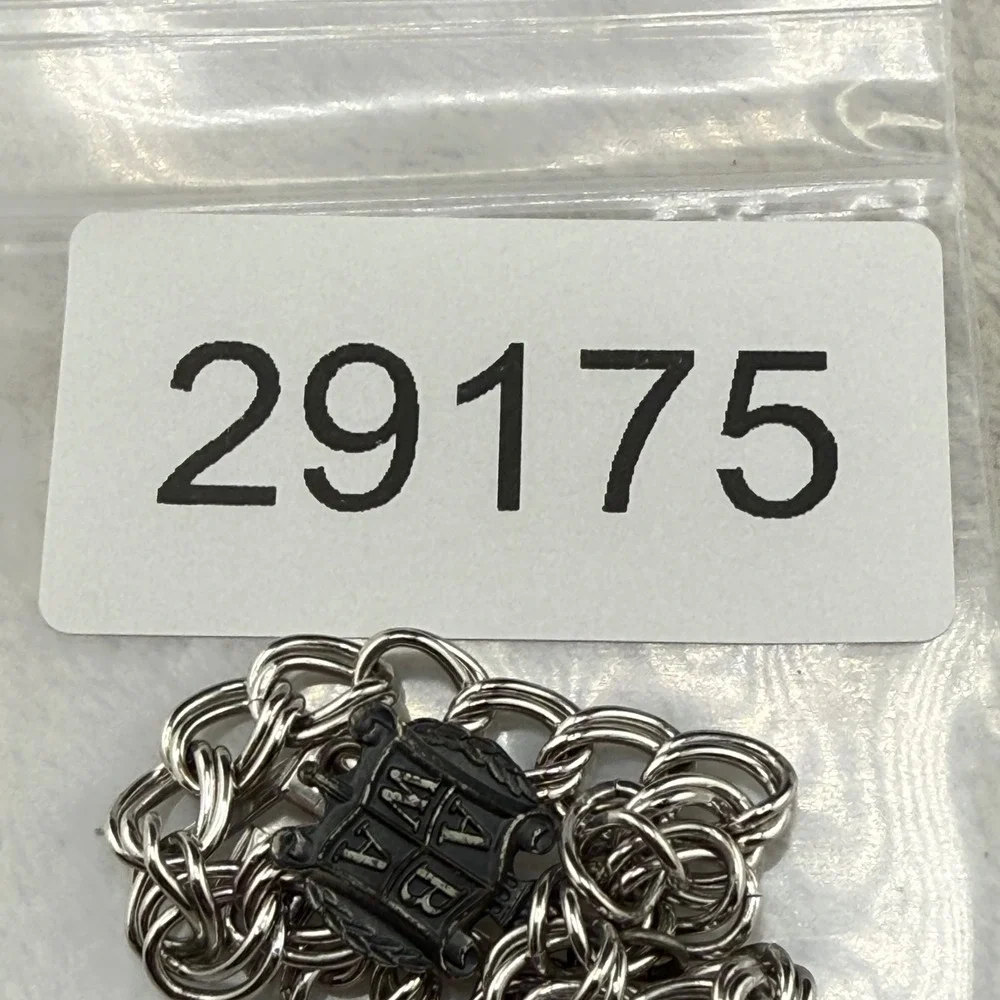 Vintage ABWA Charm Bracelet Silver Tone Double Link Sterling Silver Charm 7
